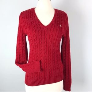 Lauren by Ralph Lauren Red Cable Knit Sweater